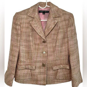 Albert Nipon Tweed Blazer in Pink & Beige Size 2P